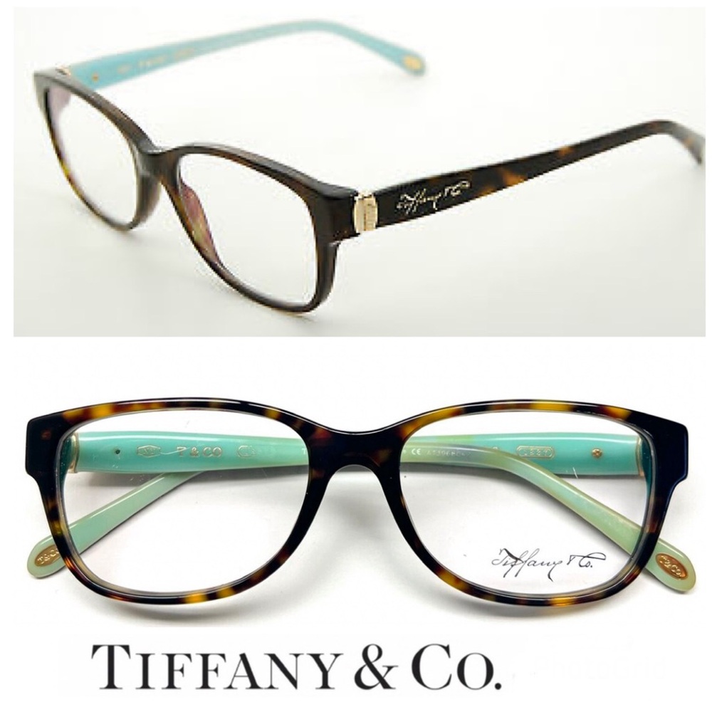 TIFFANY & CO TF 2084 8015 Cat Eye Brown Tortoise on Blue Prescription Eyeglasses